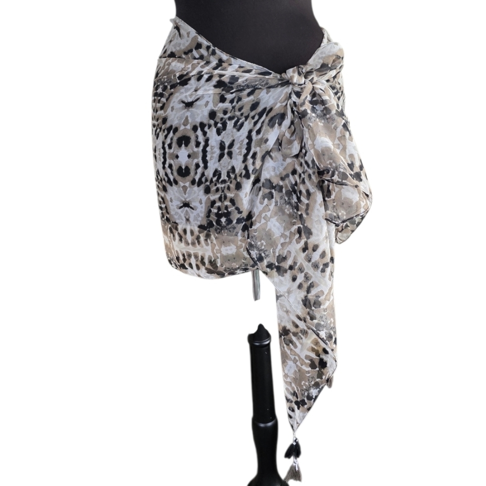 Vintage Y2K Baddie Leopard Print Scarf Animal Print Sheer Wrap Tassels
